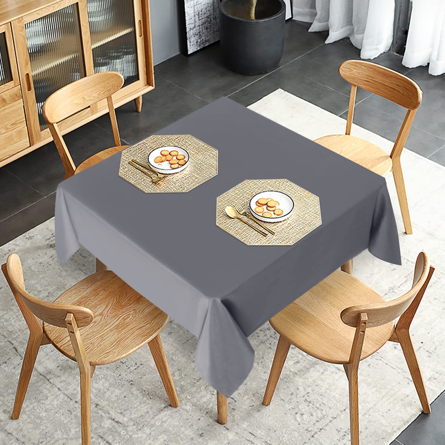 Sancua 2 Pack Light Grey Tablecloth 54 X 54 Inch, Stain And Wrinkle Resistant Square Table Cloth - Washable Polyester Table Cove